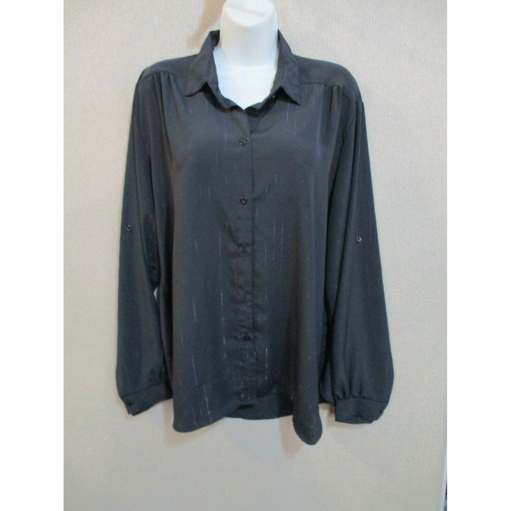 Vintage All Hours Dressy Tunic Shirt Size XL Metallic Pinstripe